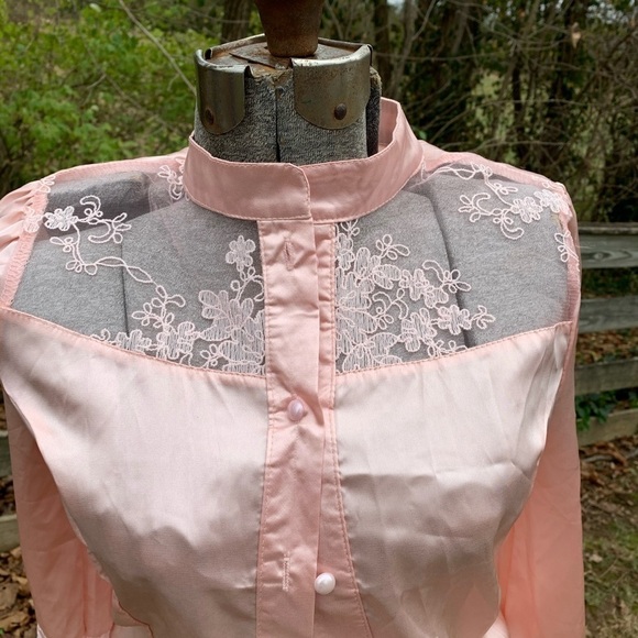 Sheer Lace Lingerie Top Peach Pajama Top Small - Picture 3 of 7